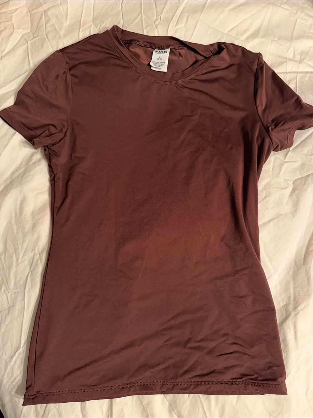PINK Victoria's Secret Short Sleeve Crewneck Tee in Deep Wine